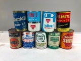 Lot of 9 various quart oil cans Gulf Conoco Shell