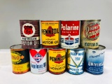 Lot of 9 various quart oil cans Ranger Pennzoil Polarine