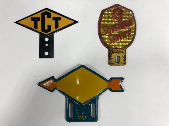 Lot of 3 various license plate toppers Sovereign Service Sunoco TCT