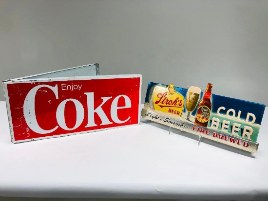 Lot of two Strogh's and Coca Cola Signs