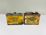 Early Polarine and Liberty half gallon oil cans