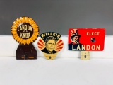 Lot Of 3 Presidential Campaign License Plate Toppers Landon Knox Willkie