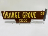 Orange Grove Porcelain Street Sign