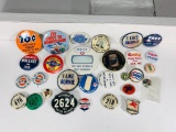 Lot Of Pin Back Buttons And Railroad Badges Signal Douglas Gulf Mobil Standard