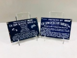 Pair of Cal Crim Detective Bureau porcelain signs