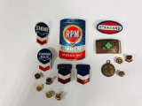Lot Of Standard Chevron RPM Pins, Badges, And Other Smalls