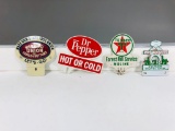 Lot of 4 various license plate toppers Dr. Pepper Texaco Pemex
