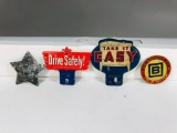 Lot of 4 various license plate toppers Crown Barnsdall Champion