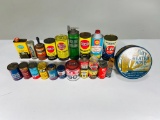 Lot of 39 various grinding compound tins and one Clover compound wood box