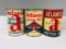 Lot Of 3 Early Atlantic Quart Oil Cans