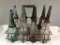 Lot Of 8 Various Oil Bottles With Rack