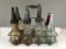 Lot Of 8 Various Oil Bottles With Rack