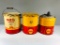 Lot Of 3 Various Shell 5 Gallon Oil Cans