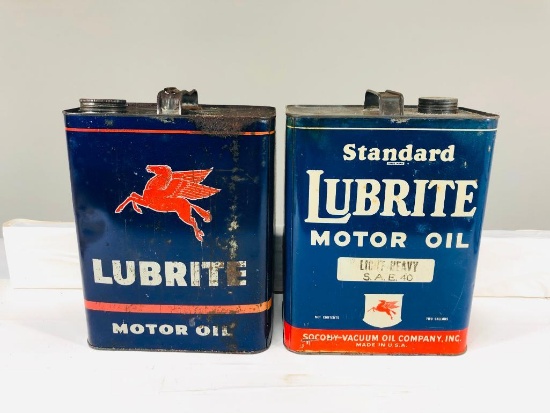 Pair Of Mobil Two Gallon Oil Cans