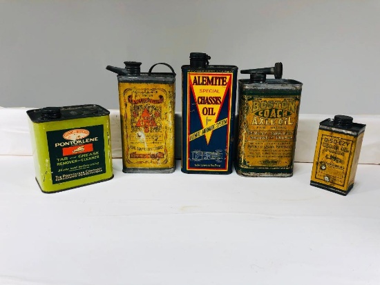 Lot Of 5 Various Early Auto Cans