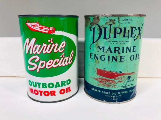 Lot Of 2 Marine Quart Oil Cans