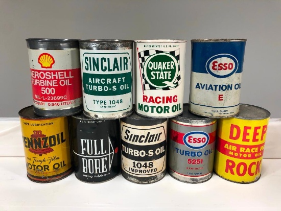 Lot Of 9 Various Quart Oil Cans