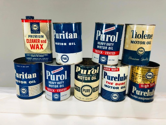 Lot Of 9 Various Pure Cans