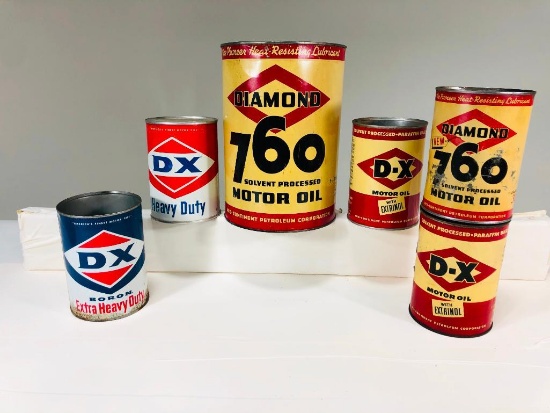 Lot Of 6 Various DX Oil Cans