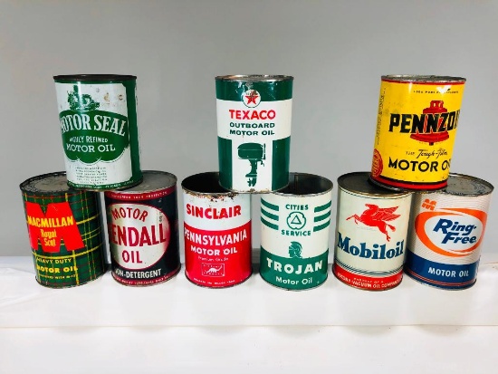 Lot Of 9 Various Quart Oil Cans