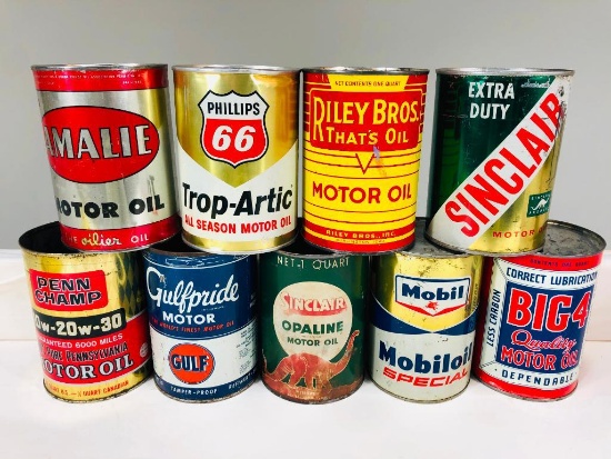 Lot Of 9 Various Quart Oil Cans