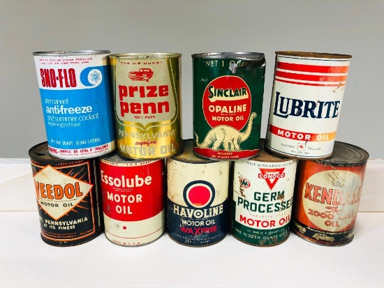 Lot Of 9 Various Quart Oil Cans