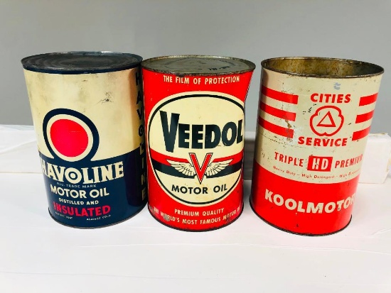 Lot Of 3 Various 5 Quart Oil Cans