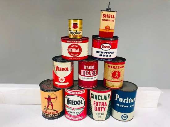 Lot Of 11 Various Oil & Grease Cans