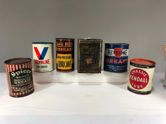 Lot Of 6 various Grease Cans