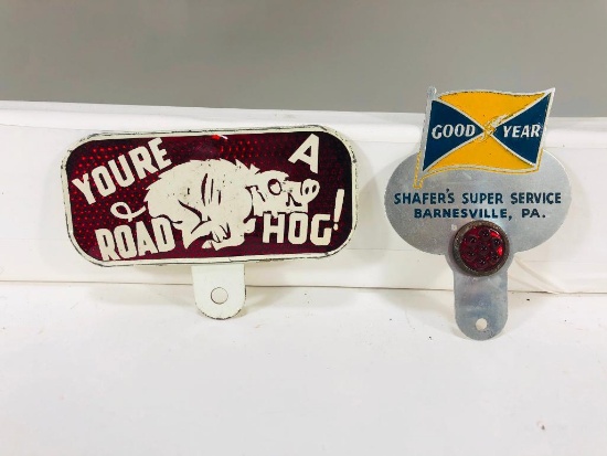 Goodyear Tires & Road Hog License Plate Toppers