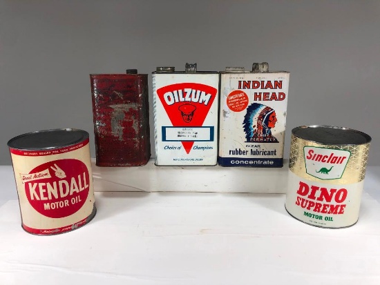 Lot Of 5 Various One Gallon Cans
