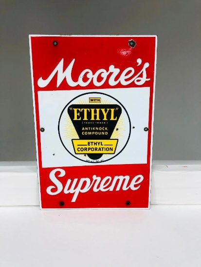 Moore's Supreme Ethyl Gas Pump Plate