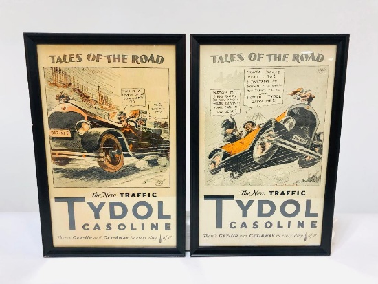 Lot Of 2 Tydol Gasoline Framed Ads