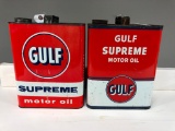 Lot Of 2 Gulf Two Gallon Oil Cans
