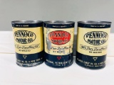 Lot Of 3 Pennoco Quart Oil Cans