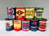 Lot Of 9 Various Quart Oil Cans