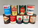Lot Of 9 Various Quart Oil Cans