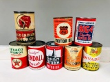 Lot Of 8 Various Quart Oil Cans