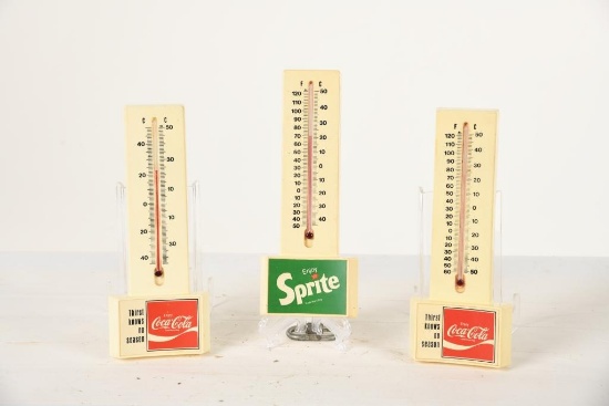 Lot Of 3 Coca Cola & Sprite Plastic Thermometers