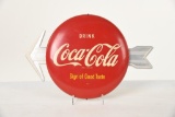 Painted Drink Coca Cola Sign Of Good Taste Button W/Arrow