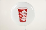 White Coca Cola Button With Cup Decal
