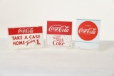 Lot Of 3 Various Coca Cola Rack Signs