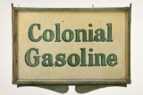 Early Colonial Gasoline Sign W/Wood Frame