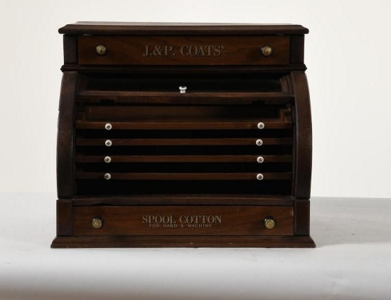 J. & P. Coats' Curved Glass Spool Cabinet