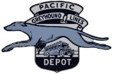 Diecut Pacific Greyhound Lines Bus Depot Sign