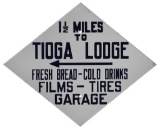 1.5 Miles To Tioga Lodge Bread-Drinks-Film-Tires-Garage Sign