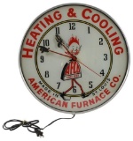 American Furnace Company Lighted Clock