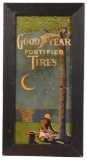 Early Goodyear Fortified Tires Framed Cardboard Sign