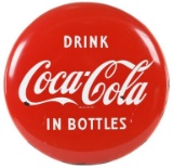 Drink Coca Cola In Bottles Button Sign