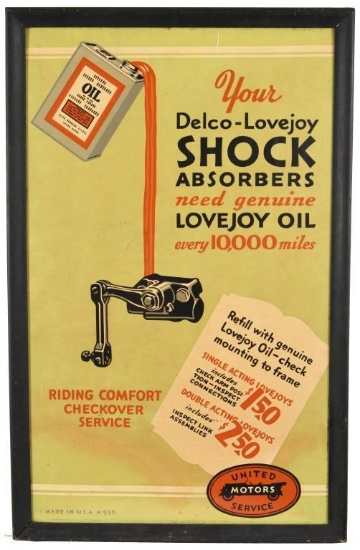 Delco-Lovejoy Shock Absorbers Framed Cardboard Sign
